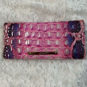 Brahmin Vibrant Pink and Purple Croc-Embossed Wallet NWOT